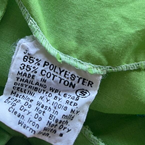 Vintage 70s Green Lightweight Embroidered Top Long Sleeve Hippie Groovy Small - Picture 5 of 5